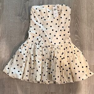 Abercrombie & Fitch Strapless Dress - Cream and Black Polka Dots
